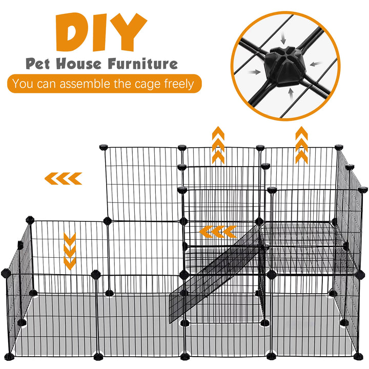 Extra Large DIY Cat Cage Playpen, Metal Wire Kennels, Pet Cage for Rabbit Small Animal Indoor, Black