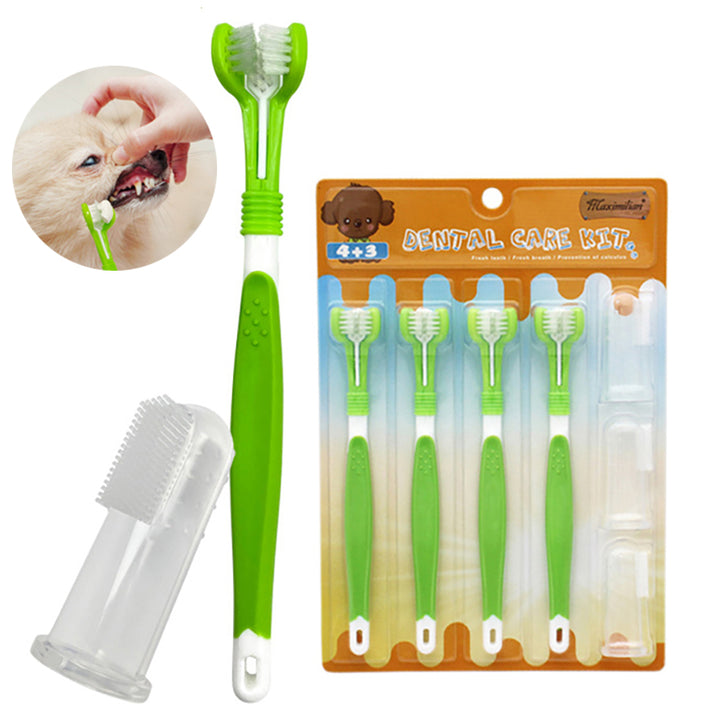 Pet Silicone Finger Toothbrush Dog Three-Head Toothbrush