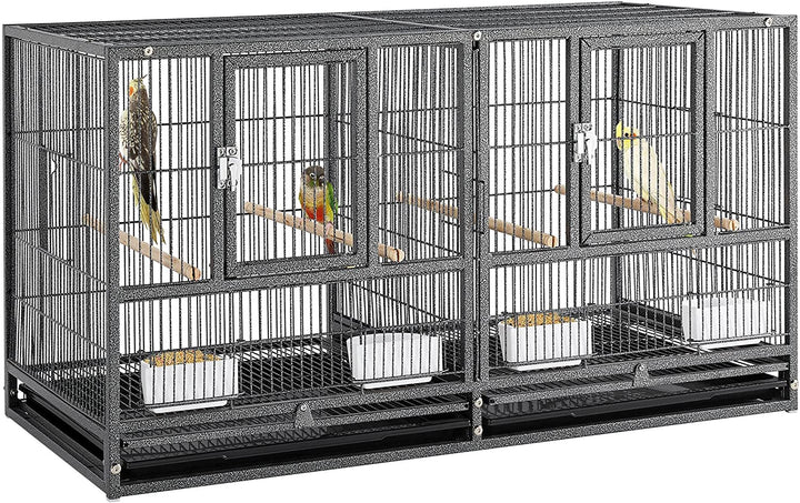 Stackable Bird Cage Divided Breeder Breeding Parakeet Bird Cage for Canaries Cockatiels Lovebirds Finches Budgies Small Parrots, Black