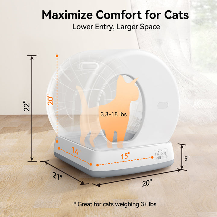 Smart Automatic Self-Cleaning Cat Litter Box, APP Control/Integrated Safety Protection, White