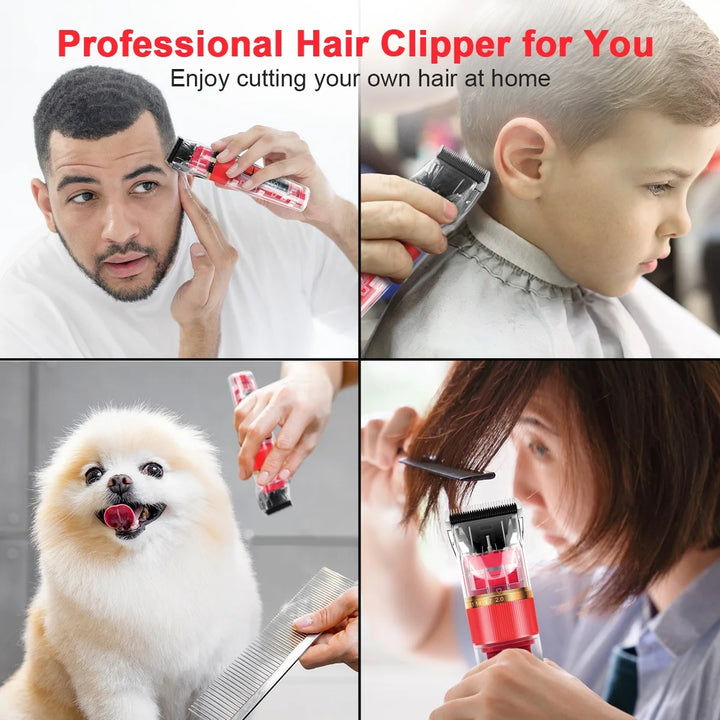 Dog Clippers Dog Hair Clippers on Sale, Dog Grooming Clippers Kit with Led Display,Cordless Pet Clippers ,Low Noise Heavy Duty Pet Hair Shaver Trimmers Set for Dogs, Cats,Rabbits,Red