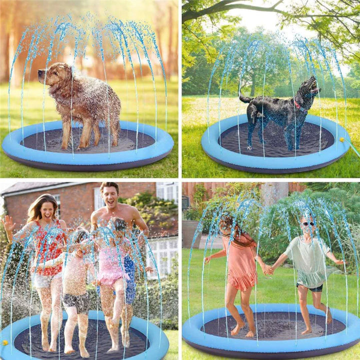 Inflatable Splash Sprinkler Pad Pet Swimming Pool Sprinkler for Kids Folding Pool Cat Bath Basin Cat Dog Water Spray Mat Toy