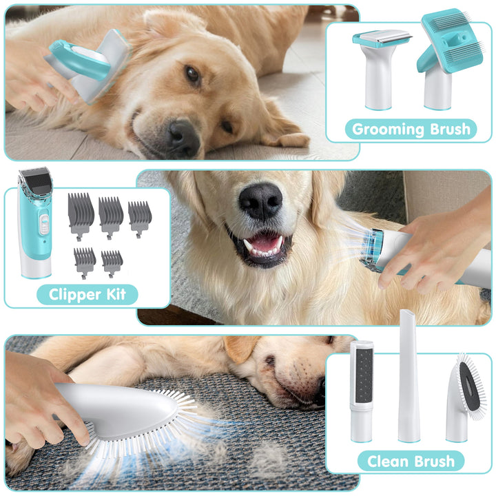 Dog Grooming Kit Vacuum, 6 in 1 Pet Grooming Vacuum, 11000PA Dog Clippers for Grooming, Dog Vacuum for Shedding Grooming, Suction 99% Dog Hair, Low Noise Pet Vacuum Grooming Kit for Dog Cat